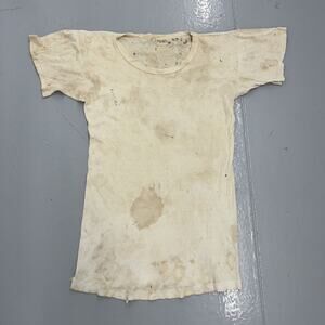 Vintage 50s Fruit of the Loom White Distressed Blank T-Shirt